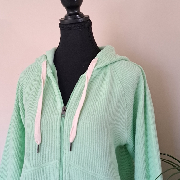 Sierra Designs Green Zip-Up Hoodie with Drawstrings Textured Sweatshirt Small - Picture 7 of 11